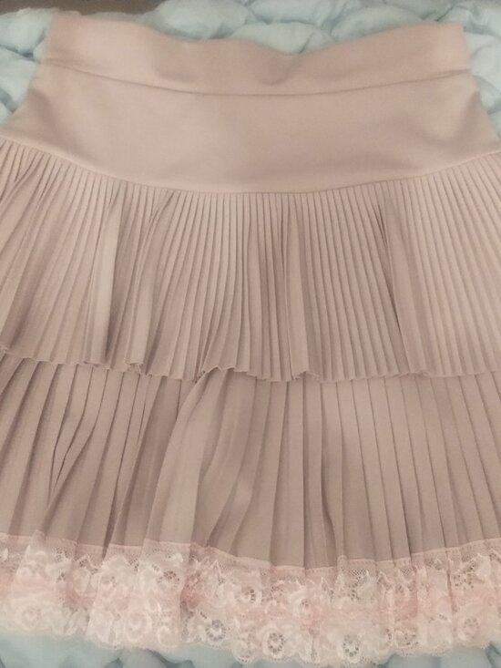 Dresses & Skirts - Light pink Double hem lace trim pleated skort